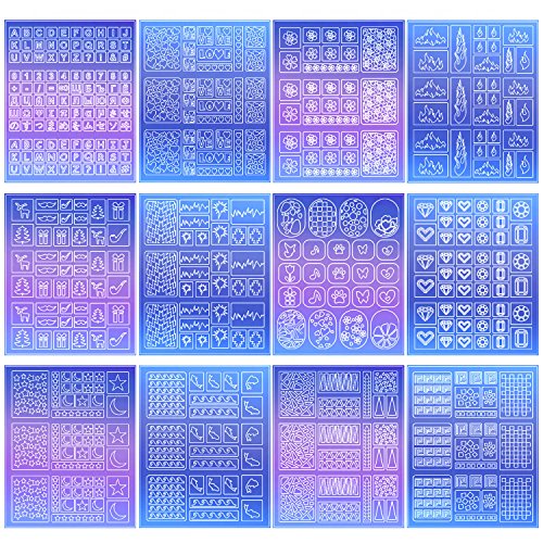 Mudder 459 Pieces Mix Designs Nail Art Stickers Nail Vinyls Self-adhesive Nail Tip Stencil Glass Sticker Decal for DIY Nail, 12 Sheets
