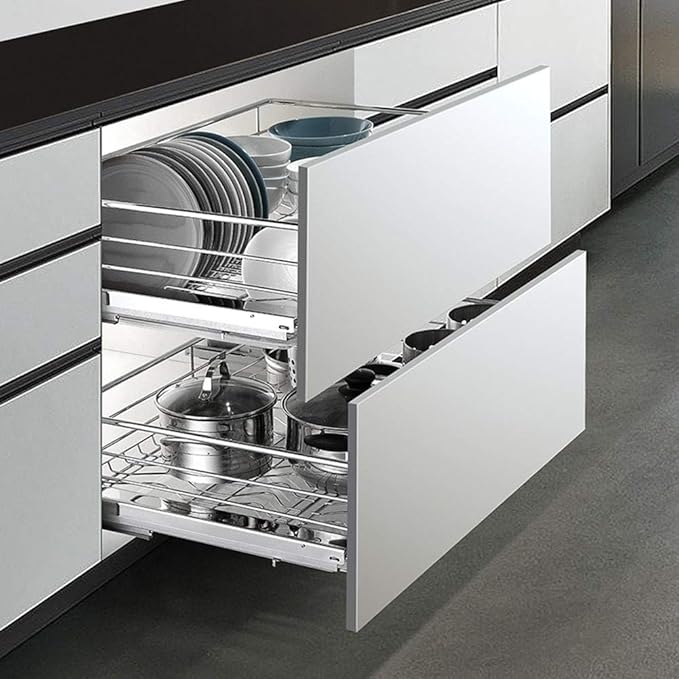 Cesta Extraíble Para Cocina, 2 Niveles Cubiertos De Acero Inoxidable