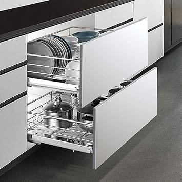 Cesta Extraíble Para Cocina, 2 Niveles Cubiertos De Acero Inoxidable