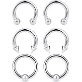 Ocptiy 00G 0G 2G 4G 6G 8G 10G 12G 14G 16G Septum Rings Silver Black Surgical Steel Heavy Gauges Earrings Stretching kit Eyebrow Lip Septm Nose Rings Helix Tragus Daith Rook Earrings Hoops 10mm-19mm