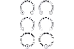 Ocptiy 00G 0G 2G 4G 6G 8G 10G 12G 14G 16G Septum Rings Silver Black Surgical Steel Heavy Gauges Earrings Stretching kit Eyebrow Lip Septm Nose Rings Helix Tragus Daith Rook Earrings Hoops 10mm-19mm
