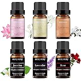 Gardenia, Lily, Lotus, Lavender, Jasmine and Rose Essential Oil Set, 100% Pure Essential Oils Gift Set, 6 x 10ml