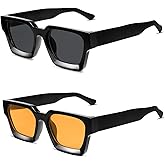 VANLINKER Thick Square Sunglasses for Men Women Retro Chunky Rectangle Shades UV400 Protection VL9731