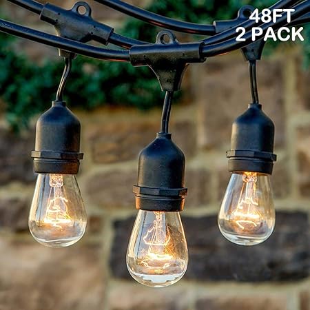 Amazon Com Twinkle Star 48 Ft Outdoor String Lights 15 Bulbs 11