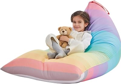 Nobildonna Extra Large 250L Bean Bag Cover Only Rainbow Stuffed Animal Storage