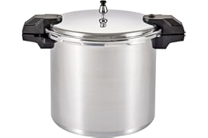 MIRRO 22qt Aluminum Pressure Canner with 3 Regulators & double Cooking Racks, 5/10/15 PSI