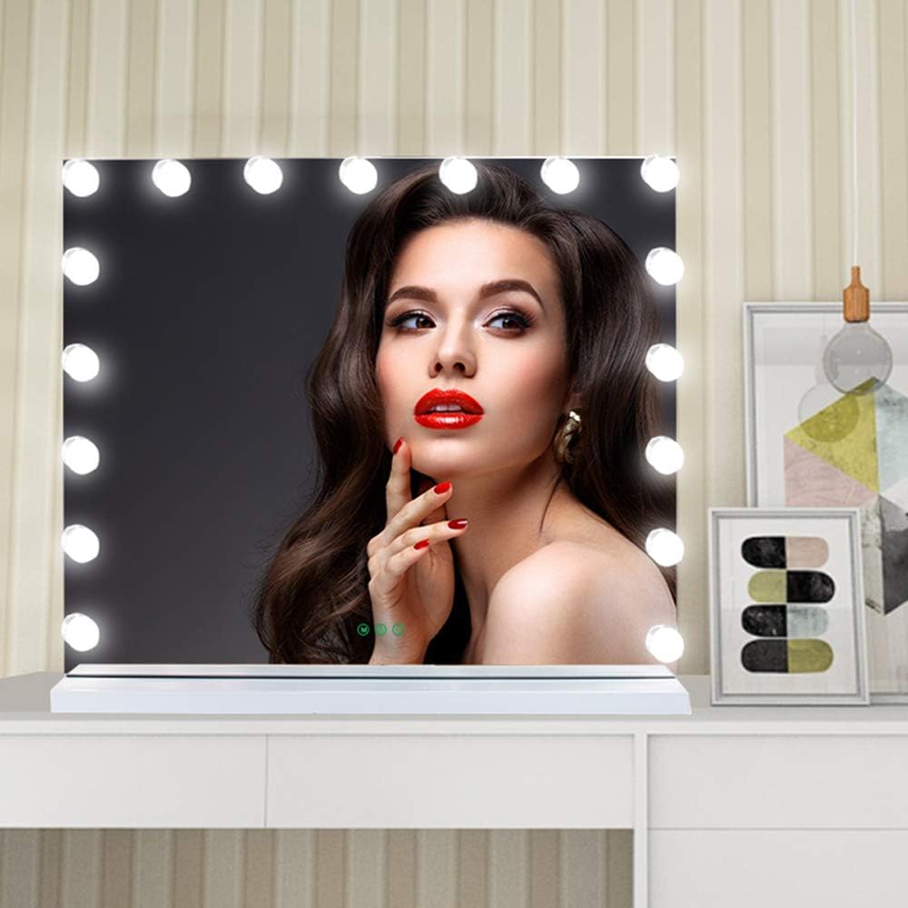 Hollywood Makeup Mirror Large Vanity Mirror with 17 Lights Dimmable LED Bulbs Touch Control Design Cosmetic Mirror for Bedroom Dressing Room(70 * 55cm) - Image 5