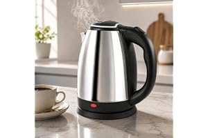 Chaleira Elétrica Inox 110V 1,8L Aquecimento Rápido Desligamento Automático | Aquecimento Rápido, Aço Inoxidável, Antiqueimadura, Ideal para Família, Indicador Luminoso