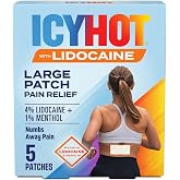 Icy Hot Lidocaine Pain Relief Patches, Max Strength, 5-Ct. | Numb aggravated nerves, lidocaine 4% and menthol 1%, fast-acting pain relief for minor pain, backaches, sprains and strains