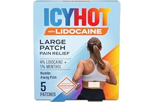 Icy Hot Lidocaine Pain Relief Patches, Numb Aggravated Nerves with Max Strength Lidocaine 4% and Menthol 1%, Fast-Acting Pain Relief for Minor Pain, Backaches, Sprains and Strains, 5 ct.
