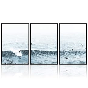 signwin 3 Piece Framed Canvas Wall Art Blue...