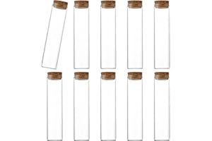 10PCS 60ML/2OZ Empty Clear Refillable Glass Test Tubes Vial with Cork Stopper Miniature Bottle Reagant Bottle Jar for Lab Par