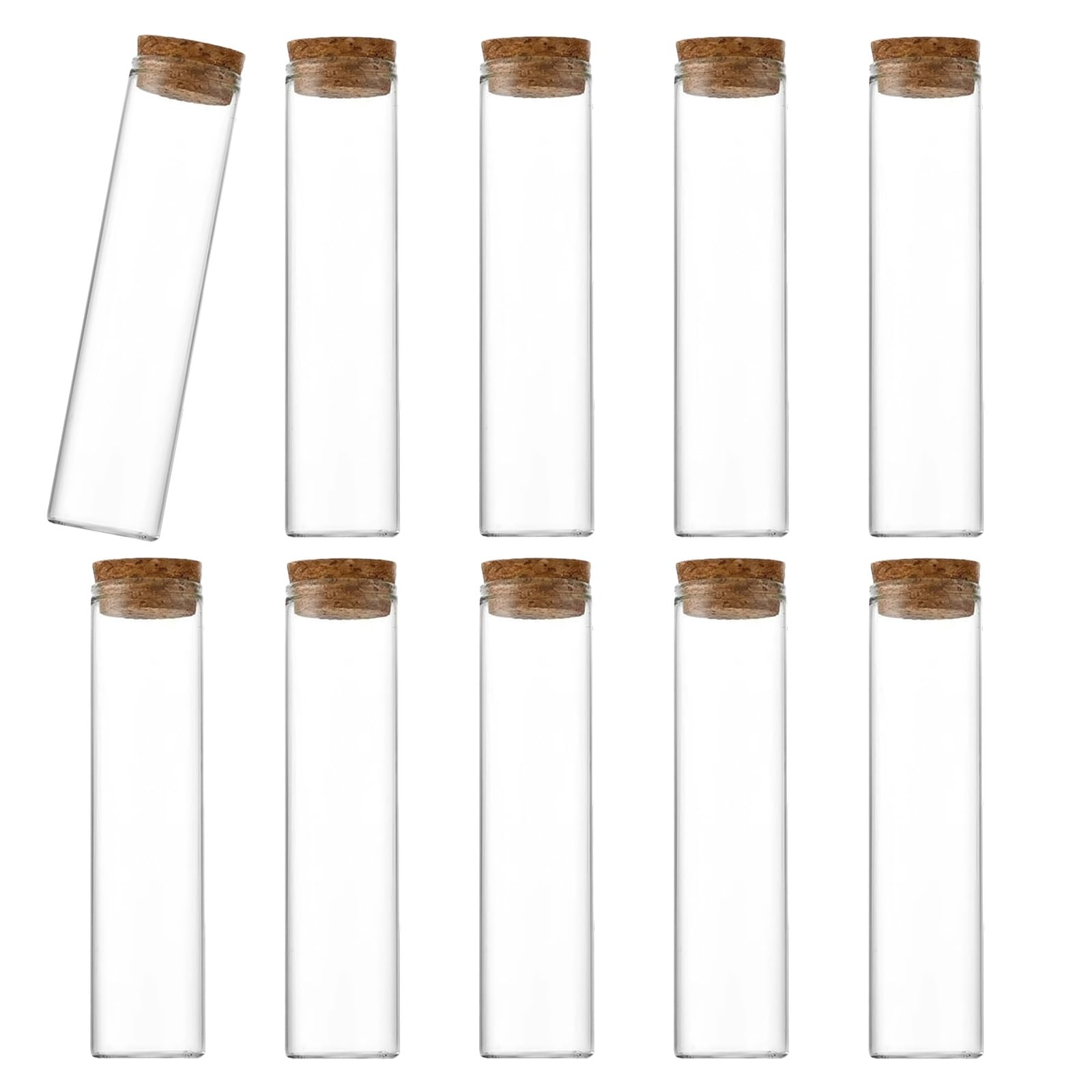 ericotry 10 Pcs 60ml Glass Bottles Vials Jars Glass Test Tube with Cork Stoppers Empty Refillable Reagent Bottle Vial Jars Leakproof for Cosmetic Tea Herbs Pill Essential Oil Powder