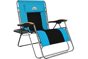 Colegence 33In Wide XXL Zero Gravity Chair Support 400 LBS, Oversized Heavy Duty Adjustable Anti Gravity Lounger with Cup Holder,Folding Outside Recliner for Beach,Camping,Lawn,Patio,Outdoor(Blue)