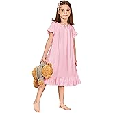 Arshiner Girls Nightgowns Sleepwear Short Sleeve Victorian Pajama Dress Soft Princess Sleepshirt for 3-12 Years Kids