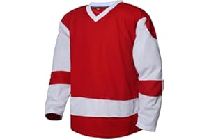 Rioofinx Mens Blank Ice Hockey Jersey Long-Sleeved Practice Hockey Jersey,S-3XL