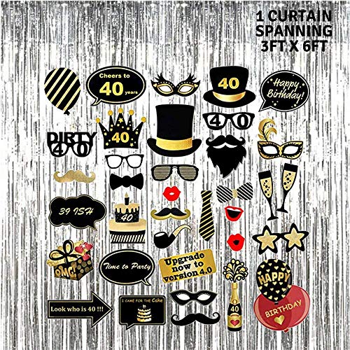 40th-Birthday-Party-Decorations-64-Pieces-Party-Supplies-with-Photo-Booth-Props-Birthday-Sash-Balloon-Pump-Photo-Backdrop-40th-Birthday-Balloons-Cake-Topper-Rose-Gold-Confetti-Balloons-40