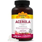 Country Life Acerola Vitamin C Complex, 500mg, Chewable Berry Flavored Wafers, Supports Immune Health, 90 Wafers, Certified Gluten Free by GFCO, Certified Vegan by AVA