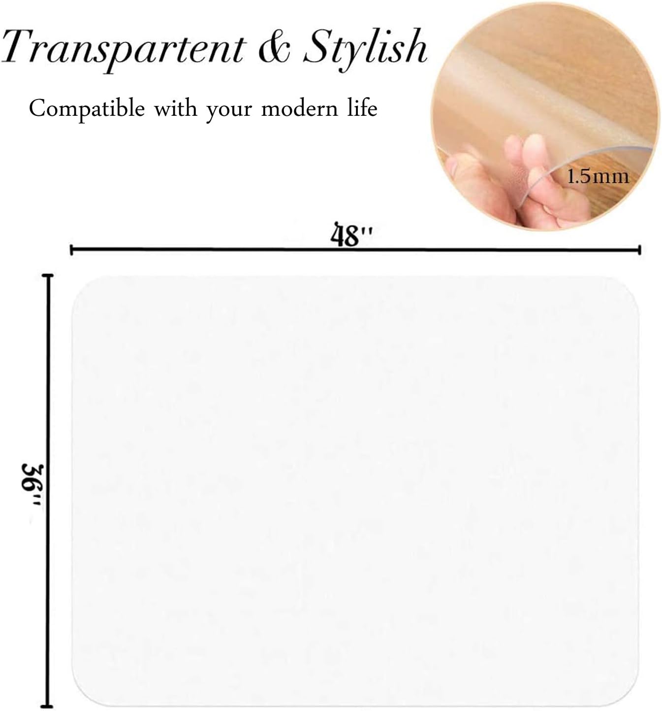 Office Desk Chair Mat for Hardwood Floors- PVC Matte, Transparent Durable Hardwood Floor Protector, Chair Mat is Immediately Flat Out of Box, 36"x48"(Clear): Kitchen & Dining