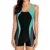 CharmLeaks Womens Boyleg Racerback One Piece Swimsuit Athletic Full Coverage Swimwear Lap Swimming Suit