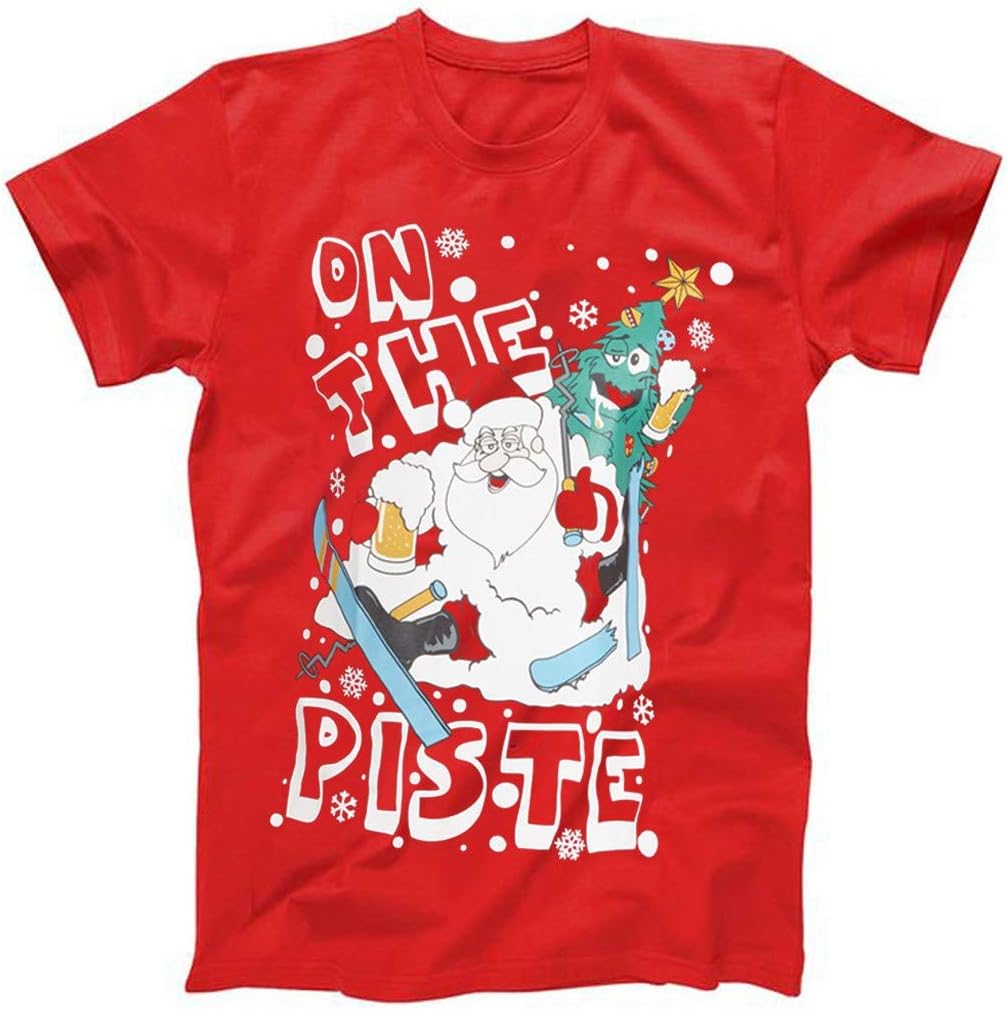 Holywin Mens Xmas Print Christmas Casual T-shirt Funny Short Sleeve Slim Fit Gift Top