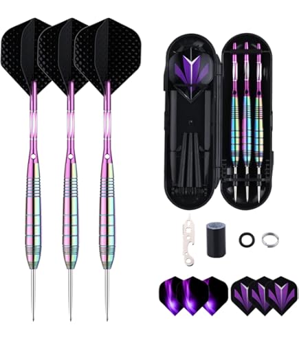 Lot De 12 Fléchettes à Pointe Métallique De 22/24 G, Fléchettes à Pointe En Acier Avec Tiges En Aluminium Noir Et Vert De Qualité Supérieure, 50 Joints Toriques En Caoutchouc, 6 Tiges