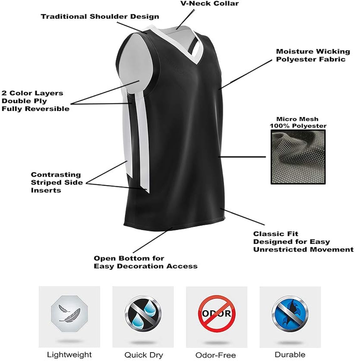 Pack of 10 Youth Boys Reversible Mesh Performance Athletic Basketball Jerseys Blank Team Uniforms for Sports Scrimmage Bulk: Clothing
