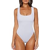 REORIA Body Suits Tank Top for Women Scoop Neck Sleeveless Ribbed Sexy Slimming Bodysuit Tops 2026 Summer Going Out Outfits