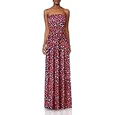 GloryStar Women Strapless Floral Print Bohemian Boho Maxi Dress Casual Off Shoulder Beach Party Dress with Pockets (2XL, A-Red Geometric Print)