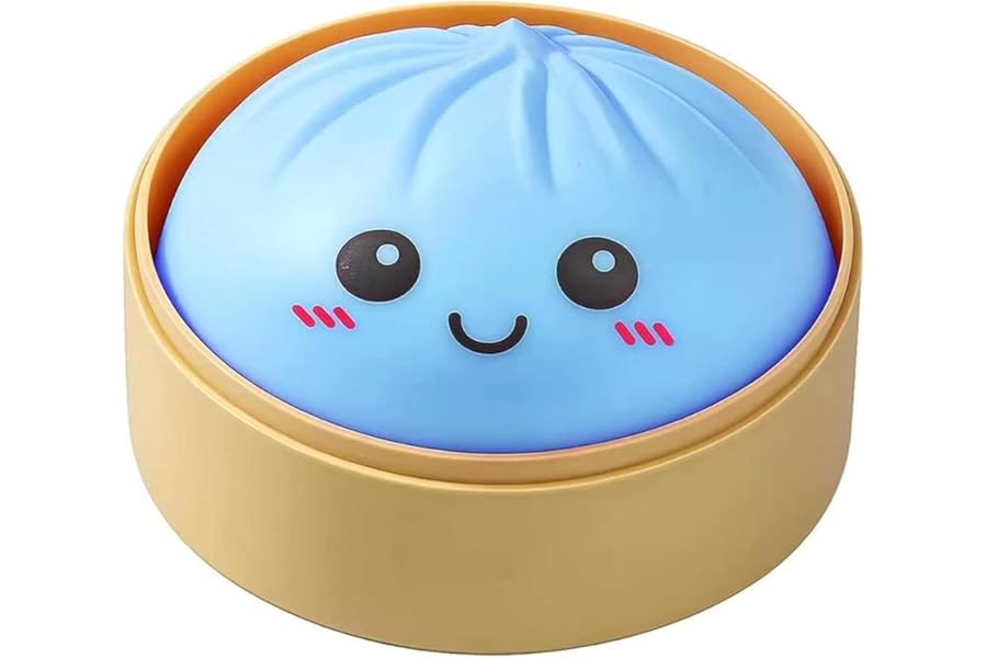 Dumplings Squishy, Mystery Dumplings Squishy, Sensory Squeeze Toy for Stress Relief, Soft Squeeze Decompression Dough for Adults Classroom Prizes & Party Favors (Blue A)
