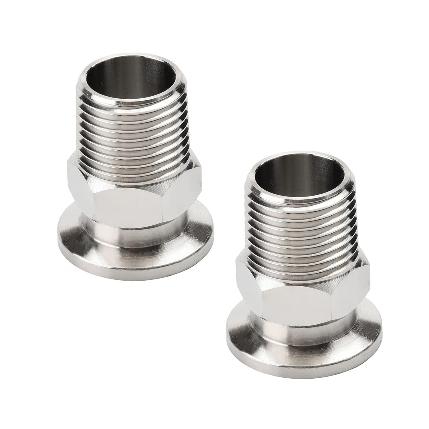 Othmro Sanitary Pipe Fitting 1/2" PT Male Threaded to 1.18" Ferrule Stainless Steel Clamp Fitting, Pack of 2