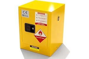 KQZZIV Flammable Safety Cabinet for Combustible Liquid Storage, Heavy-Duty Fireproof Steel Chemical Storage Cabinet with Lock, FM Compliant – Multiple (18" W x 18" D x 23" H)