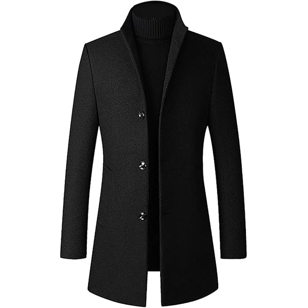 FTCayanz Men's Trench Coat Wool Blend Slim Fit Top Coat
