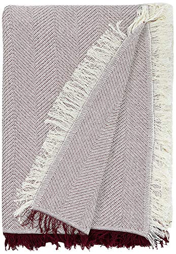 Martina Home Spiga Foulard Multiuso, 80% Cotone, 20% Poliestere, Ecru e Bordeaux, 300 x 260 cm