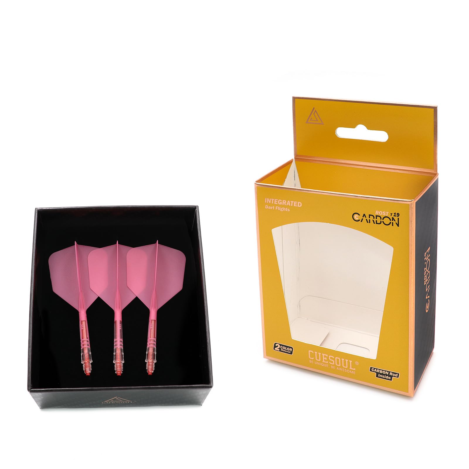 CUESOUL ROST T19 Carbon Integrated Dart Shaft and Flight Big Wing Shape,Set of 3