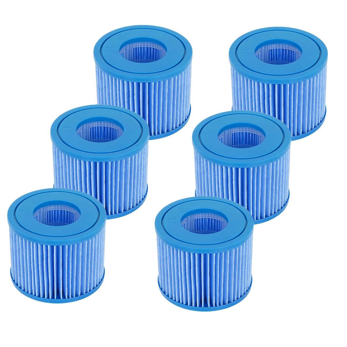 WuYan 6pcs Hot Tub Filters Compatible with Best-way Size VI, Replacement Filter Compatible with Lay-Z-Spa, for Miami, for Vegas, Blue Upgraded Version