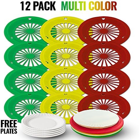 Paper Plate Holder, 12 Plastic/Reusable &amp; 30 FREE paper plates/ NEWEST version, More durable than Wicker/picnic gift/ Outdoor/ rattan