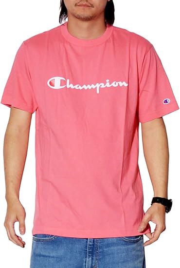 Amazon Champion チャンピオン Tシャツ メンズ Champion ベーシックtシャツ スクリプトロゴプリント ピンク C3 P302 Xxl Tシャツ カットソー 通販