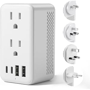 2500W International Travel Voltage Converter 220V to 110V for Hair Dryer | 4 Type C/G/A/I Plugs for 150+ Countries, Ideal for