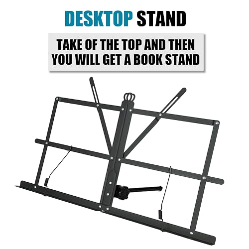 Gleam GMS-001X Folding Music Stand – Portable, Adjustable Height, With Carrying Bag & Sheet Clip
