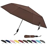 TradMall Travel Umbrella, 42/45 Inches Double Vented Canopy Windproof Automatic Strong Compact Folding Umbrellas for Rain Women and Men