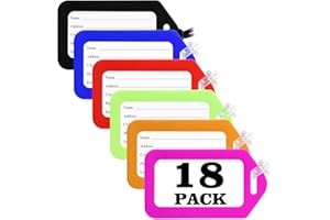 Sodsay 18 PK Luggage Tags for Suitcases (Assorted, Pack of 18 with 9 Vibrant Colors), Luggage Tag, Bag Tag for Baggage, Suitcase Tags Bulk