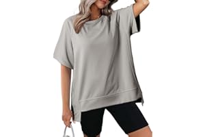 Dokotoo Oversized T Shirts for Women Crewneck Short Sleeve Casual Summer Tops Lightweight Loose High Low Blouse