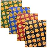Book Sox EMOJI 4-Pack Project Folders, 2 Pocket, 3 Hole Punch, Glossy Heavyweight Portfolios