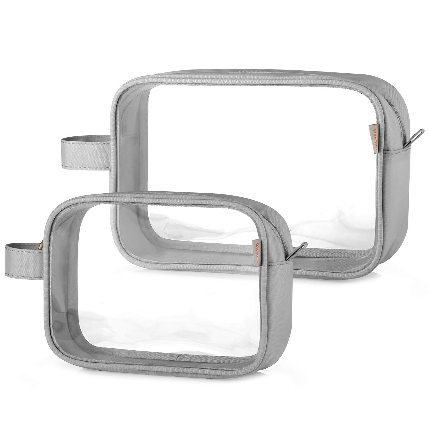 GAGAKU TSA Approved Clear Toiletry Bag Transparent Makeup Bags Set Waterproof Wash Bag 2pcs -Grey