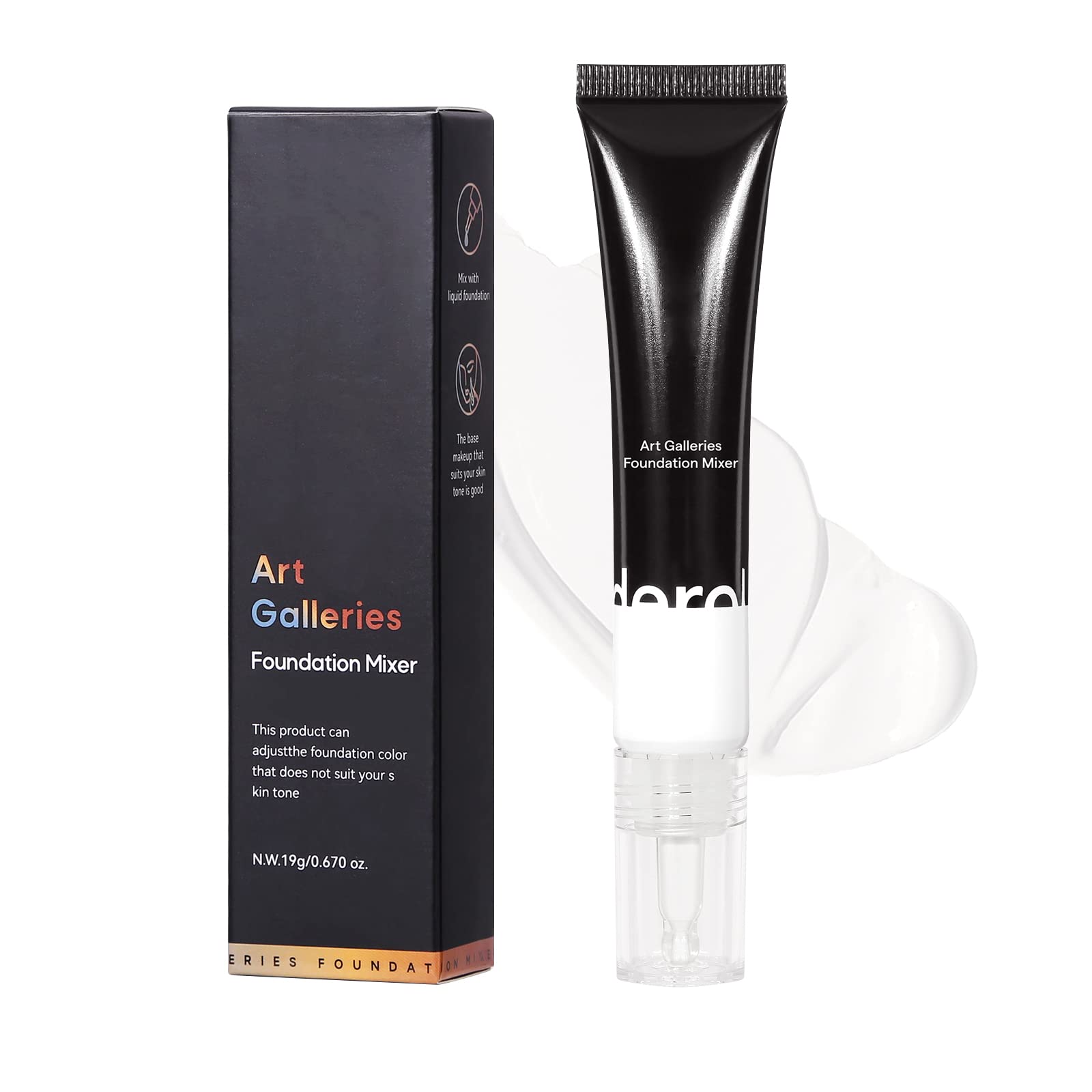 Prreal Liquid Foundation, Foundation Mixing Pigment for Adjusting Shade, Sweat-Proof Long Lasting Silky-Smooth Liquid Foundation, Light and Easy to Blend with Foundation, 0.68oz(White)