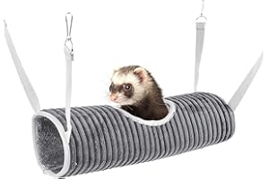 Hamster Hanging Tunnel and Hammock - Ferret Bed, Guinea Pig Hideout, Winter Warm Rat Hanging Toy - Small Animal Pet Tubes for