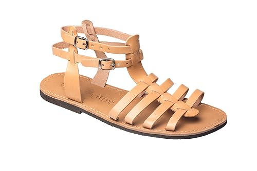 Römer Damen und Herren Sandalen Leder Beige Römersandalen Riemchen Sandale 36 - 47 Viele Größen
