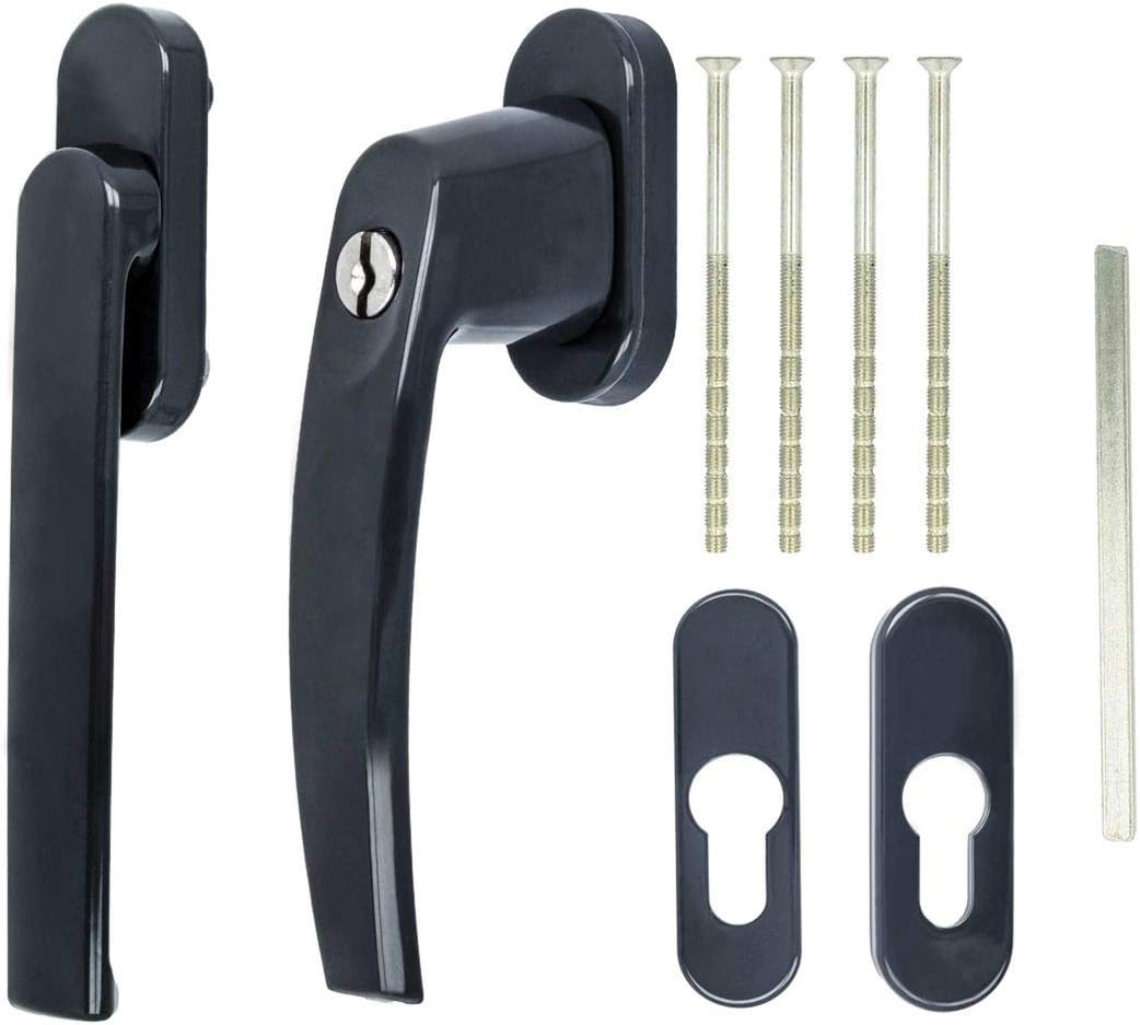 Alu Terrassentürgriff Paar mit Rosetten abschließbar Farbe:Schwarz RAL