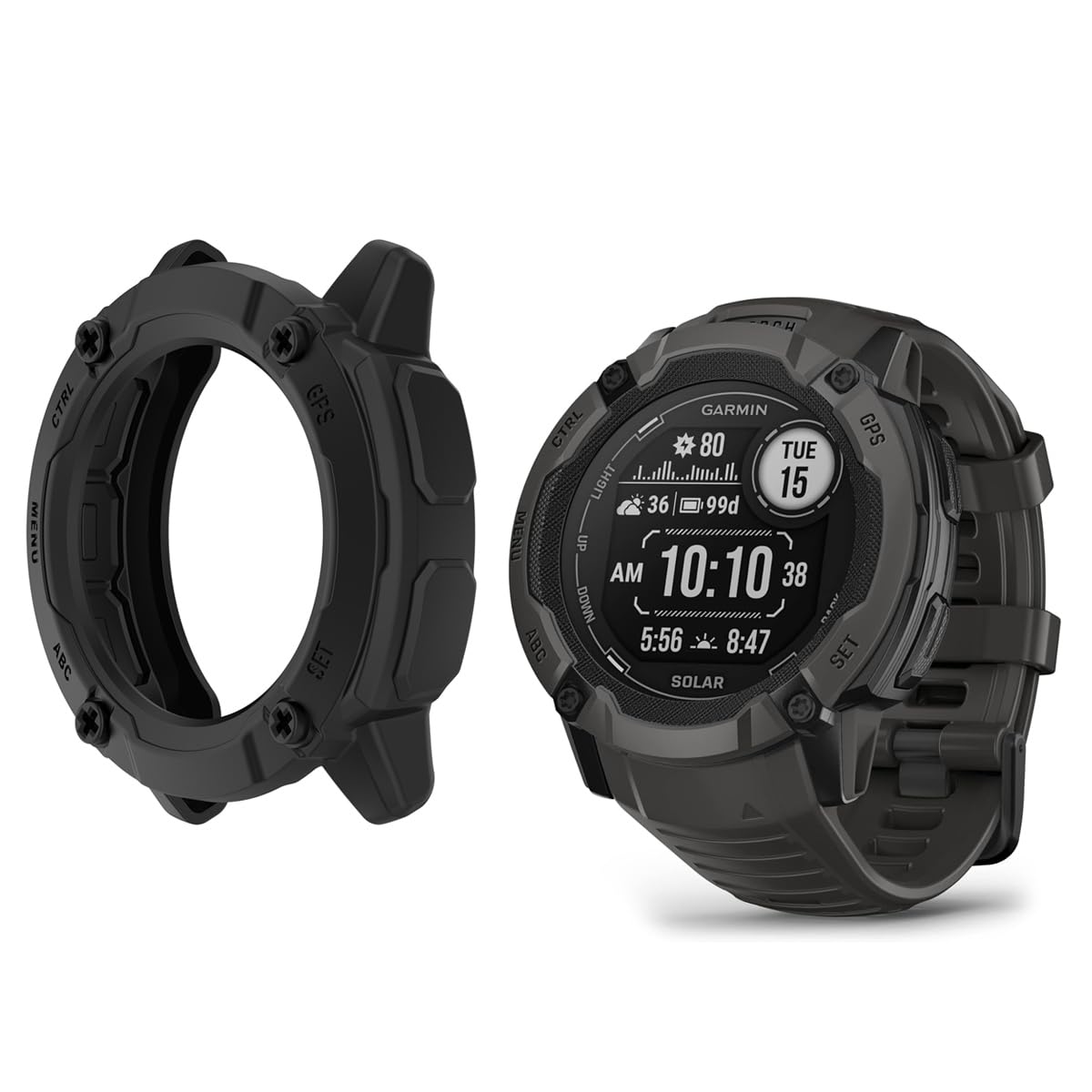 HOMTERN Cases for GARMIN Instinct 2X,Flexible Silicone Cover Shell Shockproof Scratch-Proof Protector Case Smartwatch Accessories for Garmin Instinct 2X ONLY,Black